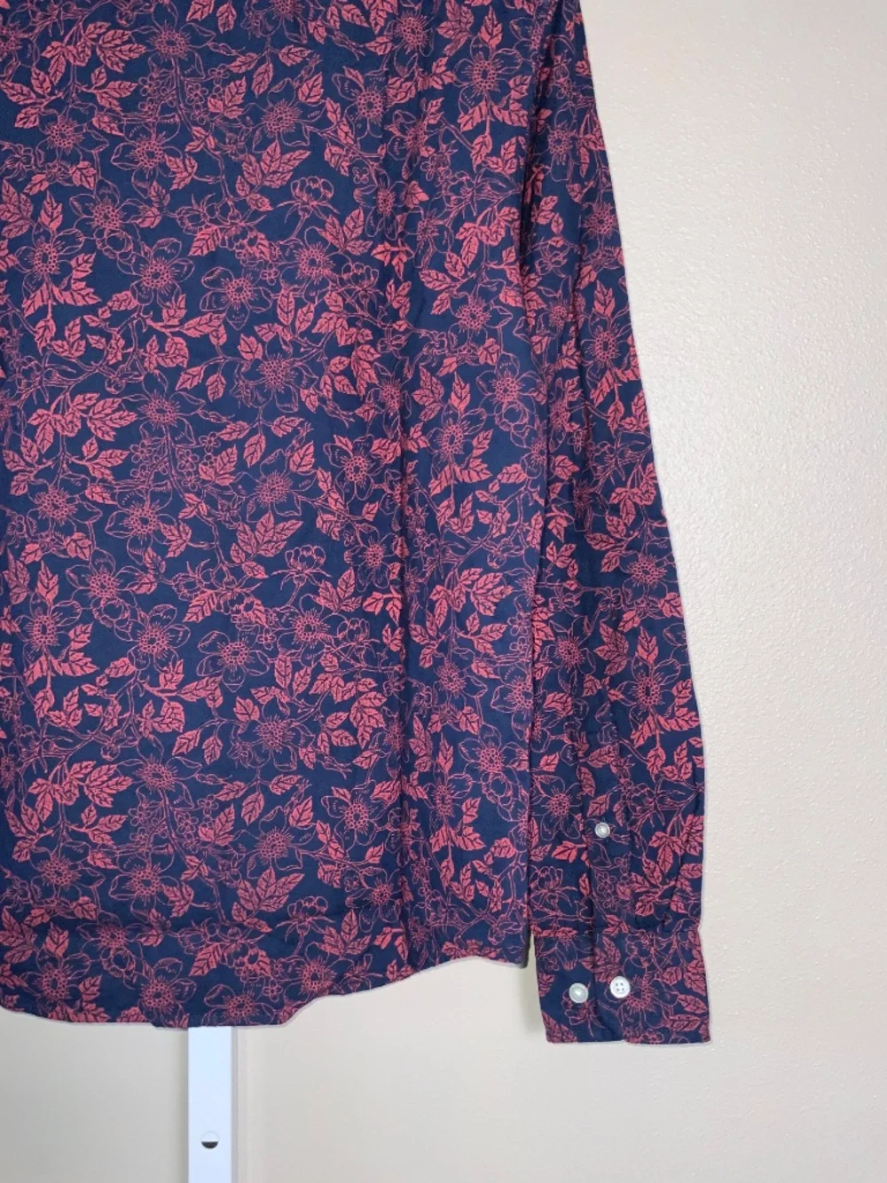 Banana Republic Untucked Slim Fit Double Weave Floral Button Down Oxford Shirt